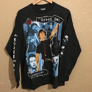 Green Day Insomniac All Over Print Long Sleeve T-Shirt Large (Tag XL) Black